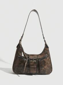 1 pieza Bolso cruzado de mujer de unicolor de piel de PU, impermeable, estilo británico retro para hombro/debajo del brazo, bolso de estilo Y2K chic para debajo del brazo adecuado para chicas, damas, estudiantes, trabajadores de oficina, viajeros, salidas escolares