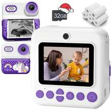 Kids Instant Print Digital Camera Toy – Built-In Zink Photo Paper Printer, Fun Music Player & Sound Effects | 2.4" LCD Screen, 1080P HD Video & 16X Zoom | Creative Travel Photography Toy For Boys & Girls Ages 3-12 | Perfect Birthday, Christmas, Holiday Gift (Pink/Blue/Purple) - XX-multicolor - View 2