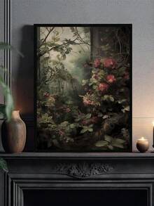 1 件秘密花园、深色田园风格、深色学院风艺术、复古花卉绘画、植物印花、女巫房间装饰、深绿色美学、玫瑰、田园美学、古董帆布印刷、花卉墙面艺术、异想天开的艺术、万圣节秋季墙面艺术、卧室装饰、客厅装饰、办公室装饰、餐厅墙面装饰 - 彩色 - 查看 4