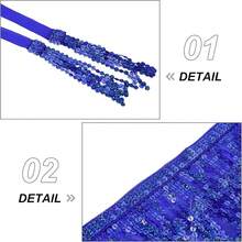 Halloween  Halloween Essentials  Party Limited Edition  Women's Belly Dance Scarf Skirt Sparkly Tassel Disco Outfits Sequin Wrap Rave Costumes Fringe Skirt - 寶藍色 - 查看 6
