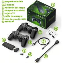Consola de juegos retro, controlador inalámbrico, conecta a la televisión y disfruta en pantalla grande. - Negro - Ver 9
