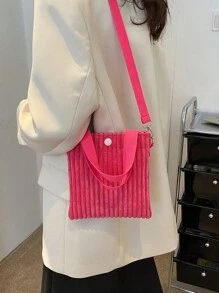 1 件灯芯绒单肩包轻便迷你斜挎包街头时尚手提包女士钱包钱包钱夹 - 彩色 - 查看 7