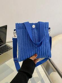 1 件灯芯绒单肩包轻便迷你斜挎包街头时尚手提包女士钱包钱包钱夹 - 彩色 - 查看 14