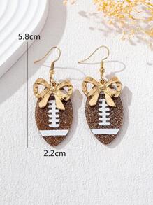 1 Pair Fashion Bow & Rugby Ball Pendant Earrings