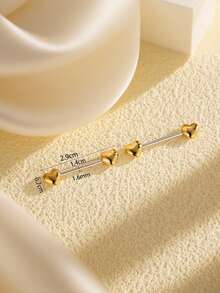2pcs Fashionable Stainless Steel Heart Shaped Straight Bar Body Piercing Jewelry, Nipple Rings & Studs