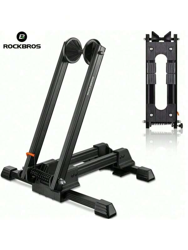 ROCKBROS ROCKBROS Foldable Mountain Bicycle Stand Floor Alloy Mountain Bicycle Stand Foldable Indoor Parking Wheel Stand, Suitable For 20 "-29" Black And White Choices