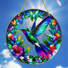 2D Flat, 8inch Bohemian Hummingbird Garden Sun Catcher - Colorful Acrylic Wall Hanging Decoration With Vivid Floral Design, Perfect For Halloween, Christmas, Thanksgiving And Porch Decorations |   Vivid Wall Art |   Detailed Craftsmanship, 2D Plan View - A - Xem 6