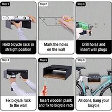 Bicycle Wall Mount SRack Bicycle Holder Aluminium Wood Bicycle Mount For Road Bike Gravel Bike Touring Bike Bicycle Stand Wall Indoor Storage For Garage Living Room - 黑色 - 查看 7