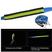 8T 16' 5M Tow Rope Heavy Duty Towing Pull Strap Road Recovery Two Shackles Chain - blue and black - View 3