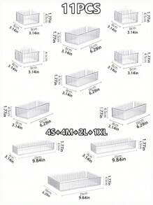 1/5/7/11/18/25/37pcs Transparent Plastic Desktop Drawer Partition Storage Tray, Drawer Finishing Set, Cosmetic Storage Box, Suitable For Storing Cosmetics And Jewelry, Can Be Used In Bathrooms And Placing Small Items, And Can Also Be Used In Bedrooms And Offices.,For Holiday Beach, Bathroom Collection, Bedroom Collection, Large Capacity