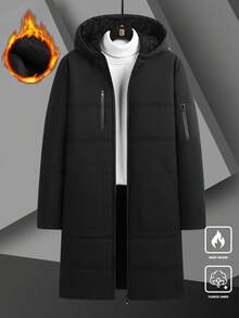 Men's Outdoor Casual Sports Fashion Jacket With Large Pockets, Thickened Thermal Lined Hooded Long Jacket, Suitable As Gift For Boyfriend, Husband, Father, Autumn/Winter