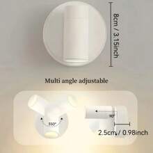 2pcs ABS Material LED Wall Lamp, USB Powered, 360° Rotatable Night Light, Touch Switch, 3-Color Adjustable, Modern Standalone Or Magnetic Wall Mounted Spotlight Suitable For Indoor/Outdoor/Living Room/Dining Room/Bedroom/Bar Decor