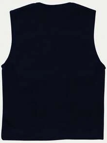 Crossed School Vest With Button - Punto Roma Uniform - Navy Blue - View 4