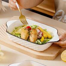 Design - Small Ceramic Baking Dish, Rectangular Bakeware With Handles, Oven Safe & Microwave Safe