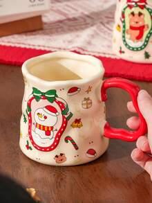 1 Piece, Christmas Theme, Ceramic Mug, Large Capacity Of 330ml, Suitable For Gifting To Friends, Lovers And Parents, Portable, Machine-Washable, High-Quality, Ceramic Craftsmanship, Reusable - Multicolor - View 7
