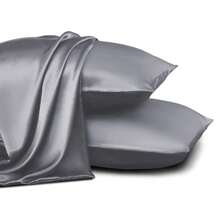 Summer : Silky Satin Pillowcases (1 Pair) – Ultra-Smooth, Breathable, 9 Elegant Hues For Skin & Hair Care - 灰色 - 查看 9