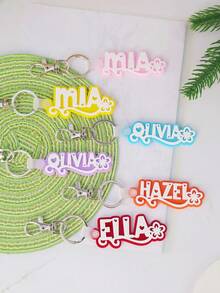 1pc Customized Acrylic Letter Name Keychain, Personalized Double-Layer Glitter Keychain, Colorful Backpack Pendant, Suitable For Bags, Water Bottles, Perfect Birthday Gift For Women And Family, Decorative Keychain, Fun Design, Charming Accessory, Cute Keychain - Steel Keychain + White Button - View 3