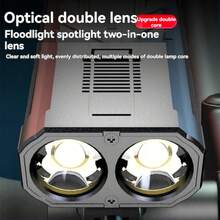 KENSUN 1PC Powerful Bicycle Light Night Riding Bike Headlight With Buckle USB Rechargeable Strong 2-In-1 Waterproof Cycling Flashlight - Black - View 2