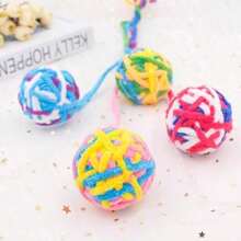 1pcs Cat Toy Wool Rainbow Ball Braided Ball With Tail Teasing Cat Pet Toy Wool Ball Contains Beads Sounding Ball