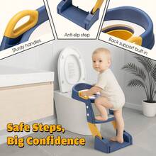 SUN YEE Potty Trainer Toilet Seat Chair Kids Toddler W/ Ladder Blue - Màu xanh lam - Xem 3