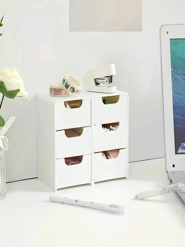 1pc/2pcs/3pcMini Desktop Small Stationery Storage Box Furniture Office Organizing Jewelry Lipstick Drawer Cosmetics Storage