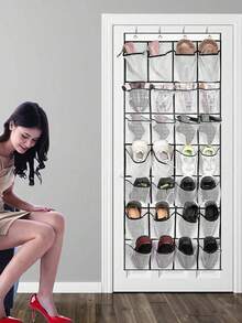 1个门后鞋架，带14/28/35个网状口袋，悬挂式鞋架，适用于衣柜入口、卧室、浴室、储藏室，适合男士运动鞋、女士高跟鞋、人字拖鞋。