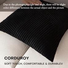 1pc Solid Color Unfilled Cushion Cover, Corduroy Sofa Pillow Case, Home Decor - Black - View 3