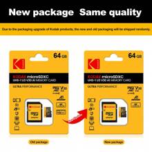 Kodak Micro SD Card U3 V30 Class10 32GB/64GB/128GB/256GB/512GB High-speed Memory Card with Card Adapter for Camera DSLR Surveillance Car Smartphone