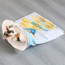 FULED 猫隧道玩具，猫钻袋，猫咪生日礼物，全身带皱纸猫隧道袋（发出声音，声音对猫咪有吸引力，不建议夜间使用）可折叠互动猫钻袋宠物玩具带毛绒球，猫隧道袋，室内猫咪自互动玩具 - 彩色 - 查看 11