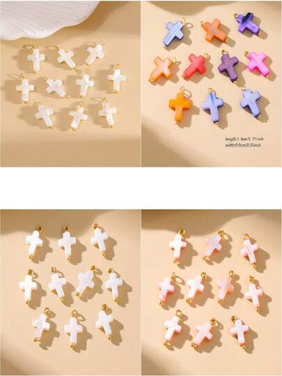 10 piezas/50 piezas Dijes de herradura, concha, cruz, corazón, mariposa, flor de ciruelo para hacer collares, pulseras, tobillos, aretes, joyería, DIY, accesorios de colgante