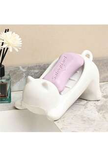 1pc Cute Cartoon Cat Soap Dish, Creative Non-Drip Bathroom Soap Holder, Storage Rack, Hygiene Draining Box - Multicolor - View 4