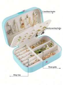 1pc Travel Jewelry Storage Box, Multi-Functional Waterproof Jewelry Case, Large Capacity Jewelry Organizer, Portable Jewelry Box For Earrings, Rings, Necklaces, Ideal For Halloween, Christmas, Birthday Gifts, Bridesmaid Gifts, Back To School, Bedroom Decor