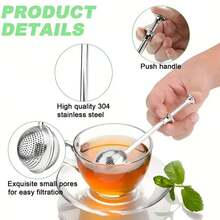 2/4-Piece Set Of 304 Stainless Steel Tea Filters, Push In Teapot Filter With Extendable Tea Separator, Suitable For Baking Powder Screens Used In Offices And Restaurants - 銀色 - 查看 7