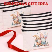 圣诞主题化妆包，多件套可选（1/5/10/20件），多功能珠宝袋，圣诞礼品袋，零钱包，糖果袋，带有圣诞老人，精灵，圣诞树和其他节日设计，是营造圣诞气氛的必备品，便携多用途实用布袋，充满节日气氛，圣诞节和新年聚会，派对，礼品分发和存储的必备包装袋，适合男士和女士