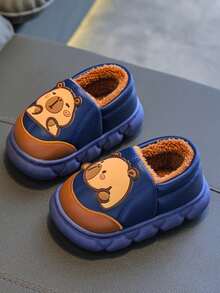 زوج من الشباشب الداخلية للأطفال، خريف/شتاء، شباشب منزلية من الفرو للأولاد، أحذية أطفال للبنات - أزرق غامق - مشاهدة 2