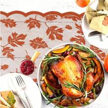 1pc Autumn Table Runner With Maple Leaves, 13x72 Inch Thanksgiving Table Runner Decor Lace Orange Table Runner Autumn Home Decor Autumn Dining Table Decor, Suitable For Harvest Kitchen Party