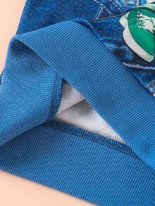 Toddler Boys' Casual Digital Positioning Print Cool Bear Pattern Thermal Lined Hoodie Sweatshirt And Allover Print Pants Set, Autumn/Winter