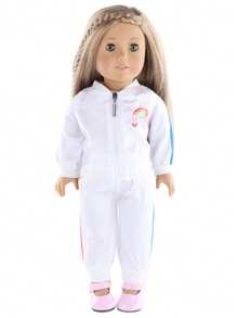 2入組/套彩虹&愛心圖案兒童玩偶玩具配件,可愛滌綸模擬玩偶裝飾衣服套裝適用於連衣裙