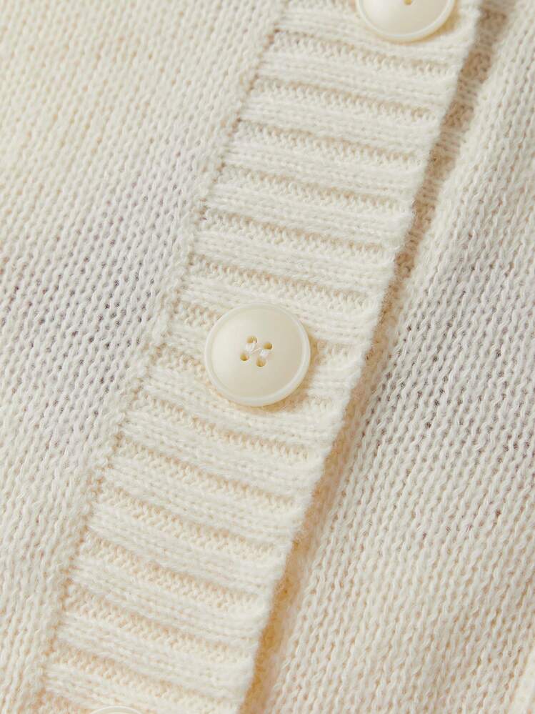 Women Button Up Sweaters Casual Cherry Pattern Long Sleeves Knit Cardigans Warm Fall Knitwear For Streetwear - Beige - View 8