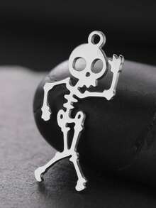 1 pieza Esqueleto bailarín minimalista de acero inoxidable, colgante de araña y murciélago, accesorio creativo con diseño de Halloween adecuado para collar, pulsera, llavero, aretes, accesorios hechos a mano DIY