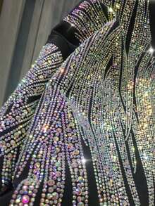 Two Piece Outfits For Women Black Short Sleeve T Shirts Oversized Rhinestones Graphic Drawstring Joggers Pants Casual Summer Sets Going Out - 黑色 - 查看 9