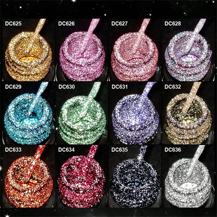 Mtssii 8 PIEZAS Juego de esmalte de uñas en gel con línea reflectante de color dorado champán, brillo, en colores rosa, plateado, negro y rojo. Esmalte semipermanente brillante y chispeante para diseño de uñas francesas, estilo graffiti y rayas. Kit de suministros para manicura DIY con efecto de remojo. - Multicolor - Añade 2