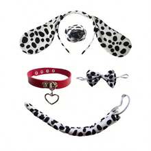 New Arrival Fashionable Personalized Versatile Popular Dalmatian Dog Ear Headband, Performance Stage Costume Accessory, Party Game Prop, Creative Spotted Dog Headpiece Hair Clip Set,Halloween - Multicolor - View 3