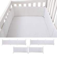 4pcs Baby Crib Bumper Set, Breathable Mesh And Soft Cotton, Crib Rail Cover And Safety Pad, Suitable For Baby And Toddler Bed, White, Pink, Gray, Blue - Multicolor - View 15