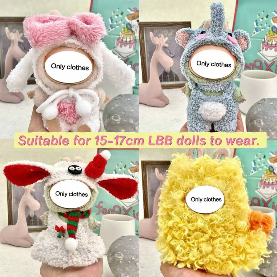 New 1-3 Generation 15-17cm LABUBU Pendant Set: Rabbit, Lamb, Elephant, Takoyaki. Clothes For LABUBU Dolls, Suitable For LABUBU Party And Gathering. (Clothes Only, No Shoes) - Multicolor - View 1