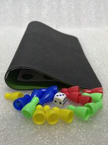 1 Set Ludo Travel Game Set New 9.5" Folding Rubber Board With 16 Chess Pieces 1 Dice For Classic Portable Strategy Play Family Ludo Learning Game