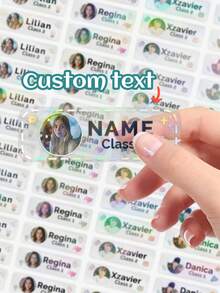 60pcs Customize Photo Personalized Name Stickers, Customizable Class Transparent Waterproof PVC Stickers, Self-Adhesive Labels, Perfect Learning Supplies For Holiday Office Innovation And Handicraft Challenges Adhesive Exquisite, Cute, Adorable, Colorful, Cartoon Custom, Personalized, Unique Ideal Gifts For Him Her, Family, Friends, Son, Daughter, School Students, Kids For Children's Day, For Birthdays School, Home, Multi-Functional, For Father's Day, For Graduation, For Weddings, For Housewarming,Warm Ambience,Winter Grace