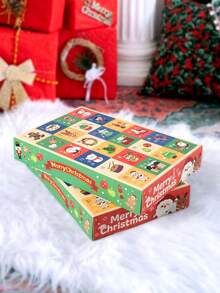 5 piezas Caja de regalo de Navidad, Calendario de Adviento de 24 días, Diseño creativo de 12 y 24 cuadrículas, Caja de embalaje de regalo para crear ambiente navideño, Experiencia interactiva de desempaquetar, Caja de regalo de Nochebuena, Adecuado para decoración de fiesta de Navidad y escenarios de entrega de regalos