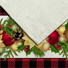1 pieza Camino de mesa con estampado de serie navideña, 4 piezas Individuales con estampado navideño, adecuado para fiestas, cumpleaños, cenas, decoración de cocina y comedor, decoración del hogar y sala de estar para todas las temporadas - Multicolor - Ver 8