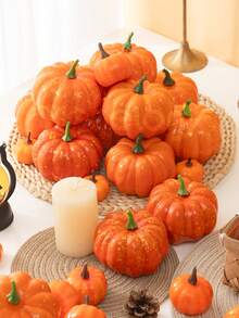 MEHELANY 12/4/2个橙色人造南瓜，大号和小号户外橙色泡沫塑料仿真南瓜适用于家居餐桌装饰万圣节、丰收节、农场主题派对、秋季婚礼装饰用品、摄影道具、房间、厨房、壁炉、乔迁节日礼物 - 橘色 - 查看 2